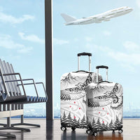 New Zealand Kea Bird Luggage Cover Maori Tattoo and Silver Fern White Color