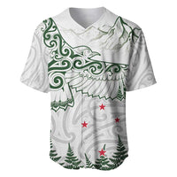 New Zealand Kea Bird Baseball Jersey Maori Tattoo and Silver Fern Green Color LT03 White - Polynesian Pride