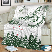 New Zealand Kea Bird Blanket Maori Tattoo and Silver Fern Green Color
