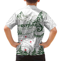 New Zealand Kea Bird Family Matching Summer Maxi Dress and Hawaiian Shirt Maori Tattoo and Silver Fern Green Color LT03 - Polynesian Pride