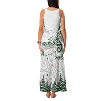 New Zealand Kea Bird Family Matching Tank Maxi Dress and Hawaiian Shirt Maori Tattoo and Silver Fern Green Color