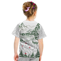 New Zealand Kea Bird Kid T Shirt Maori Tattoo and Silver Fern Green Color LT03 - Polynesian Pride