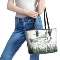 New Zealand Kea Bird Leather Tote Bag Maori Tattoo and Silver Fern Green Color LT03 - Polynesian Pride