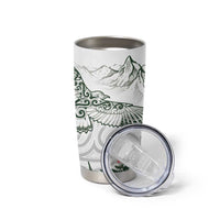 New Zealand Kea Bird Tumbler Cup Maori Tattoo and Silver Fern Green Color