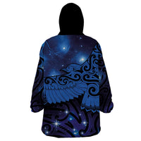 New Zealand Kea Bird Wearable Blanket Hoodie Maori Tattoo and Silver Fern Matariki Style