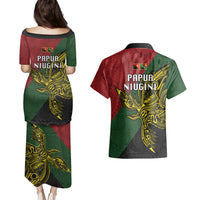 Papua New Guinea Chimbu Province Couples Matching Puletasi Dress and Hawaiian Shirt PNG Birds Of Paradise Polynesian Arty Style LT03 - Polynesian Pride