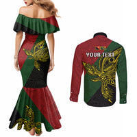Custom Papua New Guinea Chimbu Province Couples Matching Mermaid Dress and Long Sleeve Button Shirts PNG Birds Of Paradise Polynesian Arty Style LT03 - Polynesian Pride