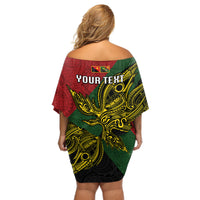Custom Papua New Guinea Chimbu Province Off Shoulder Short Dress PNG Birds Of Paradise Polynesian Arty Style LT03 - Polynesian Pride