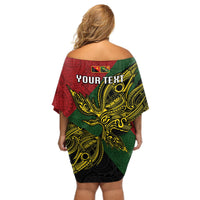 Custom Papua New Guinea Chimbu Province Off Shoulder Short Dress PNG Birds Of Paradise Polynesian Arty Style LT03 - Polynesian Pride