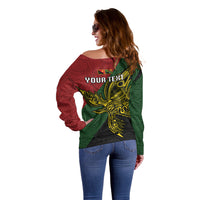 Custom Papua New Guinea Chimbu Province Off Shoulder Sweater PNG Birds Of Paradise Polynesian Arty Style LT03 - Polynesian Pride