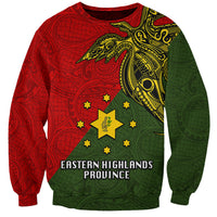 Papua New Guinea Eastern Highlands Province Sweatshirt PNG Birds Of Paradise Polynesian Arty Style LT03 Unisex Green - Polynesian Pride