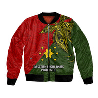 Custom Papua New Guinea Eastern Highlands Province Bomber Jacket PNG Birds Of Paradise Polynesian Arty Style LT03 Unisex Green - Polynesian Pride