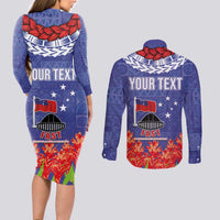 FAST Party Samoa Couples Matching Long Sleeve Bodycon Dress and Long Sleeve Button Shirt Ula Fala Teuila Polynesian Tapa Pattern LT03 - Polynesian Pride