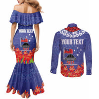 FAST Party Samoa Couples Matching Mermaid Dress and Long Sleeve Button Shirt Ula Fala Teuila Polynesian Tapa Pattern LT03 - Polynesian Pride