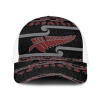 New Zealand Christmas Baseball Net Cap Meri Kirihimete Silver Fern Knit Style Red Color - Polynesian Pride