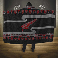New Zealand Christmas Hooded Blanket Meri Kirihimete Silver Fern Knit Style Red Color - Polynesian Pride