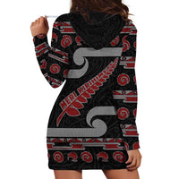 New Zealand Christmas Hoodie Dress Meri Kirihimete Silver Fern Knit Style Red Color - Polynesian Pride