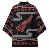 New Zealand Christmas Kimono Meri Kirihimete Silver Fern Knit Style Red Color - Polynesian Pride