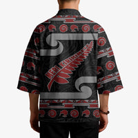New Zealand Christmas Kimono Meri Kirihimete Silver Fern Knit Style Red Color - Polynesian Pride