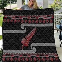 New Zealand Christmas Quilt Meri Kirihimete Silver Fern Knit Style Red Color - Polynesian Pride