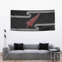 New Zealand Christmas Tapestry Meri Kirihimete Silver Fern Knit Style Red Color - Polynesian Pride