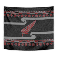 New Zealand Christmas Tapestry Meri Kirihimete Silver Fern Knit Style Red Color - Polynesian Pride