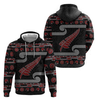 New Zealand Christmas Zip Hoodie Meri Kirihimete Silver Fern Knit Style Red Color LT03 - Polynesian Pride