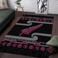 New Zealand Christmas Area Rug Meri Kirihimete Silver Fern Knit Style Pink Color - Polynesian Pride