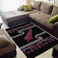 New Zealand Christmas Area Rug Meri Kirihimete Silver Fern Knit Style Pink Color - Polynesian Pride