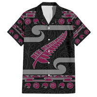 New Zealand Christmas Family Matching Summer Maxi Dress and Hawaiian Shirt Meri Kirihimete Silver Fern Knit Style Pink Color - Polynesian Pride