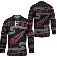 New Zealand Christmas Hockey Jersey Meri Kirihimete Silver Fern Knit Style Pink Color LT03 - Polynesian Pride