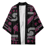 New Zealand Christmas Kimono Meri Kirihimete Silver Fern Knit Style Pink Color - Polynesian Pride