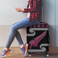 New Zealand Christmas Luggage Cover Meri Kirihimete Silver Fern Knit Style Pink Color - Polynesian Pride