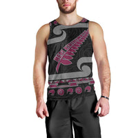New Zealand Christmas Men Tank Top Meri Kirihimete Silver Fern Knit Style Pink Color - Polynesian Pride