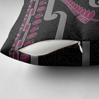 New Zealand Christmas Pillow Cover Meri Kirihimete Silver Fern Knit Style Pink Color - Polynesian Pride