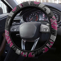 New Zealand Christmas Steering Wheel Cover Meri Kirihimete Silver Fern Knit Style Pink Color - Polynesian Pride