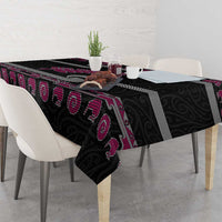 New Zealand Christmas Tablecloth Meri Kirihimete Silver Fern Knit Style Pink Color - Polynesian Pride