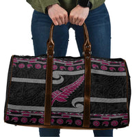 New Zealand Christmas Travel Bag Meri Kirihimete Silver Fern Knit Style Pink Color - Polynesian Pride