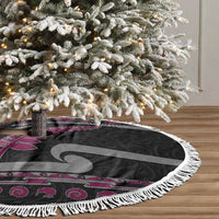 New Zealand Christmas Tree Skirt Meri Kirihimete Silver Fern Knit Style Pink Color - Polynesian Pride