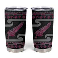 New Zealand Christmas Tumbler Cup Meri Kirihimete Silver Fern Knit Style Pink Color - Polynesian Pride