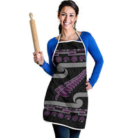 New Zealand Christmas Apron Meri Kirihimete Silver Fern Knit Style Purple Color - Polynesian Pride