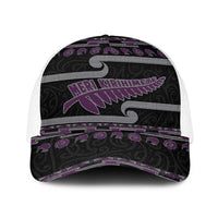 New Zealand Christmas Baseball Net Cap Meri Kirihimete Silver Fern Knit Style Purple Color - Polynesian Pride