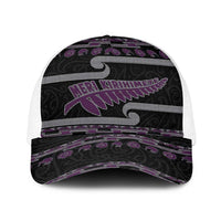 New Zealand Christmas Baseball Net Cap Meri Kirihimete Silver Fern Knit Style Purple Color LT03 One Size White Purple - Polynesian Pride