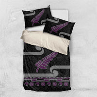 New Zealand Christmas Bedding Set Meri Kirihimete Silver Fern Knit Style Purple Color - Polynesian Pride