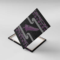 New Zealand Christmas Canvas Wall Art Meri Kirihimete Silver Fern Knit Style Purple Color - Polynesian Pride