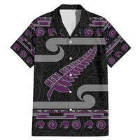 New Zealand Christmas Family Matching Mermaid Dress and Hawaiian Shirt Meri Kirihimete Silver Fern Knit Style Purple Color - Polynesian Pride
