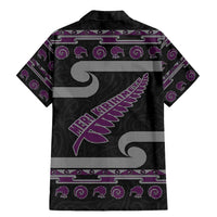 New Zealand Christmas Family Matching Mermaid Dress and Hawaiian Shirt Meri Kirihimete Silver Fern Knit Style Purple Color - Polynesian Pride