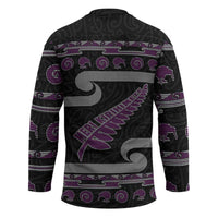 New Zealand Christmas Hockey Jersey Meri Kirihimete Silver Fern Knit Style Purple Color - Polynesian Pride