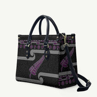New Zealand Christmas Leather Bag Meri Kirihimete Silver Fern Knit Style Purple Color - Polynesian Pride