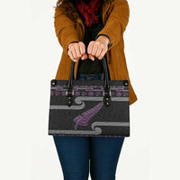 New Zealand Christmas Leather Bag Meri Kirihimete Silver Fern Knit Style Purple Color - Polynesian Pride
